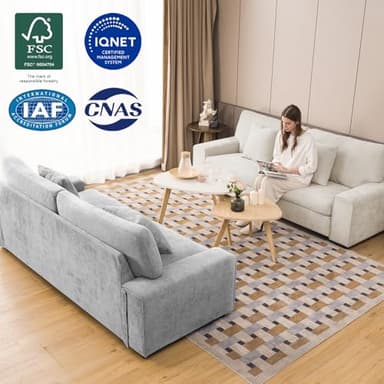 DOPEDIO Modern Loveseat Sofa for Living Room,Chenille Recliner, Removable Cover, Spring Cushions, Solid Wood Frame, Easy Assembly for Small Spaces (88.58inch，Green) - Image 6