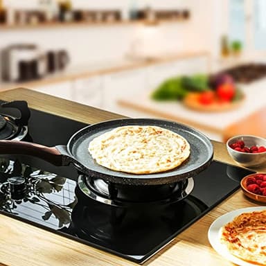 SENSARTE Nonstick Crepe Pan, Swiss Granite Coating Dosa Pan Pancake Flat Skillet Tawa Griddle 12-Inch with Stay-Cool Handle, Induction Compatible - Image 8