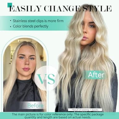 Ukira Ash Blonde Hair Extensions Real Human Hair, 22 Inch 75g 7pcs 18/613 Mixed Bleach Blonde Clip in Hair Extensions Human Hair, Soft Natural Straight Remy Human Hair Clip in Extensions for Women - Image 8
