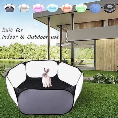 Small Animals Playpen, Portable Pop-up Open Interactive Pet Tent, Indoor Outdoor Fence for Rabbits, Guinea Pig, Hamster, Chinchillas, Kittens, Puppies - Image 6