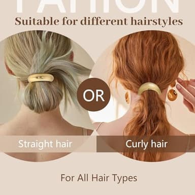 3PCS Gold Hair Ties, Metal Hair Ties for Thick Hair, Elegant Durable Geometric Design, Gold Hair Accessories Stretchy and Non-Damage Ponytail Cuff Holders, 3 Styles in Box Holiday Gifts - Image 5