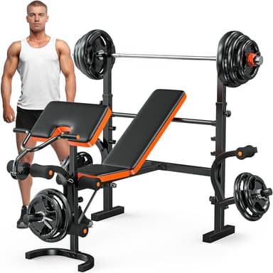 XDDIAS Weight Bench, 6 In 1 Bench Press Squat Rack Weight Bench With Leg Extension And Leg Curl, Weight Benches For Home Gym With Preacher Pad, Full Body Flat Incline Bench For Weight Lifting - Image 9
