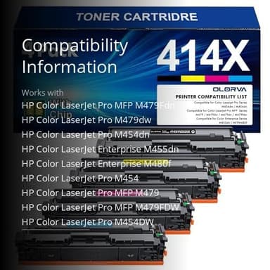 414X Toner Cartridge (with Chip) Replacement for HP 414X Toner Cartridges 4 Pack High Yield, Works with HP Color Laserjet Pro MFP M479fdw Toner, Color Laserjet Pro M454dw M454dn M480f M455dn Printer - Image 3
