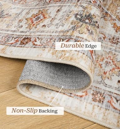 befbee 9x12 Area Rugs for Living Room,Ultra-Thin Washable Rug, Non-Slip Lightweight Foldable Area Rug, Stain Resistant Vintage Large Rugs(Turmeric/Grey, 9'x12') - Image 3