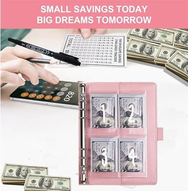2PCS 100 Envelopes Money Saving Challenge, Envelopes Challenge Binder, Achieving Financial Goals with a Budget Binder and Cash Envelopes, Successfully Reach Your Savings Goals of $5,050 (Pink+Black) - Image 4