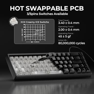 HITIME x XVX M67 60% Keyboard USB Wired Gaming Keyboard with Phantom Keycaps, QMK/VIA Support, Hot-Swappable, RGB Backlit, Gasket Structure, Creamy Pre-lubed ICE Switches, Black - Image 4