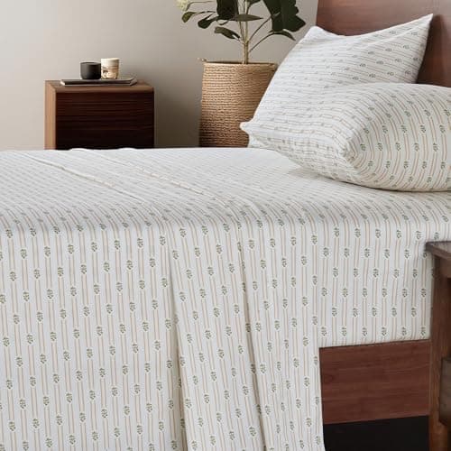 HYPREST 100% Cotton Sheets Queen - 600 TC Deep Pocket Queen Sheets up to 18", Striped Patterned Crispy Percale Queen Sheets Soft Breathable Durable - Image 1