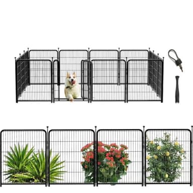 Getlay Tall Garden Fence, 32 in(H) Dog Fence Outdoor for Yard. 12 Panels Total 26.6 Ft(L) Puppy Playpen, Suitable for Indoor or Outdoor Use Play Pens for Puppys, Large Dog Pen, Fences for Garden - Image 1