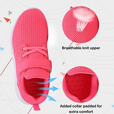 TOEDNNQI Boys Girls Sneakers Kids Lightweight Breathable Strap Athletic Running Shoes for Toddler/Little Kid/Big Kid Pink Size 9 - Image 2