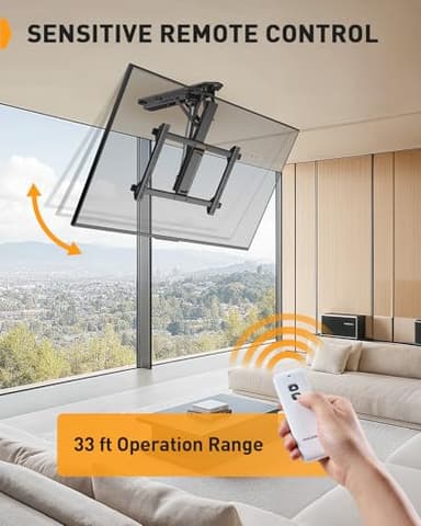 Perlegear Electric Ceiling TV Mount with Remote for 32-70 inch Flat and Curved Screen TVs, Motorized TV Ceiling Mount Flip Down for Flat Roof, Drop Down Ceiling Mount - Image 6