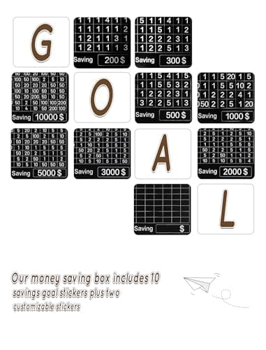 Large Money Saving Box,Wooden Piggy Bank Adults Savings Challenge Box with 10 Targets $200 to $10000 for Kids and Adults,Natural,9.1 x 6.7 x 3.2 Inches - Image 3