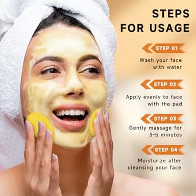 Pumkot Turmeric Kojic Acid Cleansing Pads, Turmeric Face Scrub Pads Enriched with Kojic Acid, 60PCS - Image 5