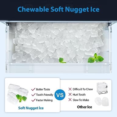 Aeitto Nugget Ice Maker Countertop, 55 lbs/Day, Chewable Ice Maker, Rapid Ice Release in 5 Mins, Auto Water Refill, Self-Cleaning, Stainless Steel Housing Ice Machine, Black - Image 4