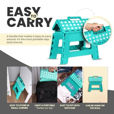 Utopia Home Folding Step Stool - (Pack of 1) Foot Stool with 9 Inch Height - Holds Up to 300 lbs - Lightweight Plastic Foldable Step Stool for Kitchen, Bathroom & Living Room (Teal) - Image 5
