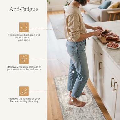 GENIMO Kitchen Mats for Floor 2PCs, Washable Anti Fatigue Mat for Cushioned, 17.3"x47"+17.3"x30", Waterproof Kitchen Rugs, Non Slip Comfort Standing Mat Rug for Home, Sink, Laundry, LightTaupeBrown - Image 3