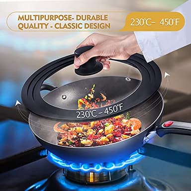 Ydeapi Universal Lid for Pots, Pans and Skillets, Pot Lid With Heat Resistant Silicone Rim and Tempered Glass,Fits 10", 11", 12" Diameter Pots and Pans - Image 5