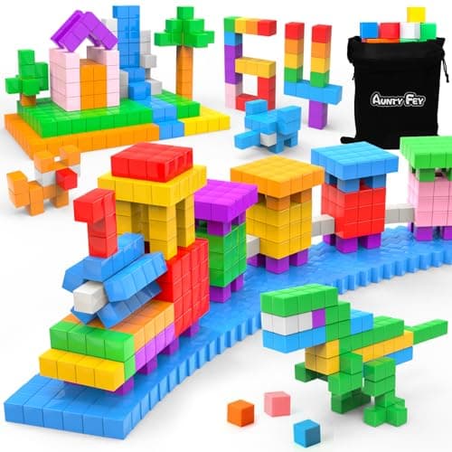 AuntyFey 64 Pcs Magnetic Blocks, Magnet Blocks, Magnetic Cubes Blocks for Kids, Learning Educational Stem Blocks for Kids Ages 4-8 - Image 1