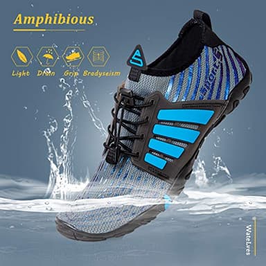 WateLves Water Shoes Mens Womens Beach Swim Shoes Quick-Dry Aqua Socks Pool Shoes for Surf Yoga Water Aerobics (B/Blue Gray, 42) - Image 2