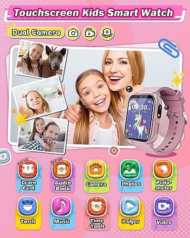 Sueseip Kids Smart Watches Girls Toys Age 6-8, HD Touchscreen Dual Cameras Kids Watch for Girl Ages 8-10, Kid Toy with 35 Games MP3 Learn Card for 5 6 7 8 9 Year Old Girl Christmas Birthday Gifts - Image 2