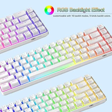 MageGee Portable 60% Mechanical Gaming Keyboard, Red Switch, PBT Pudding Keycaps RGB Backlit Compact 68 Keys Mini Wired Office Keyboard for Windows Laptop PC - White - Image 5