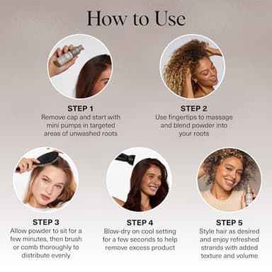 Kitsch Volumizing Rice Protein Dry Shampoo Powder - Dry Shampoo for Women & Men, Dark Hair, No White Cast, Absorbs Oil, Non-Greasy, Fragrance Free, Travel Size in Pump Form - Dark Tinted 1oz - Image 6