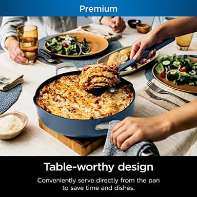 Ninja, Cookware, Steamer, Strainer Basket, Glass Lid and Spatula, Foodi NeverStick PossiblePan, Premium Set with 4-Quart Capacity Pan, Nonstick, Durable, Oven Safe Cookware, Cherry Tart, CW102BL - Image 8