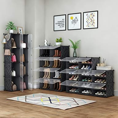 HOMIDEC Shoe Rack, 8 Tier Shoe Storage Cabinet 32 Pair Plastic Shoe Shelves Organizer for Closet Hallway Bedroom Entryway - Image 4