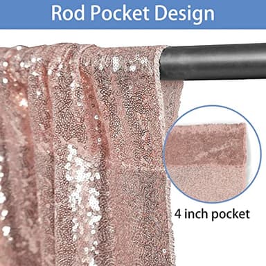Hahuho Rose Gold Sequin Backdrop Curtain, 4PCS 2FTx8FT Glitter Backdrop Curtain for Parties, Christmas, Wedding, Party Decoration（4 Panels, 2FT x 8FT, Rose Gold - Image 2