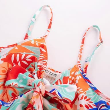 GRACE KARIN Womens Sundress Summer Floral Spaghetti Strap Tie Front V Neck A-Line Maxi Dresses - Image 2