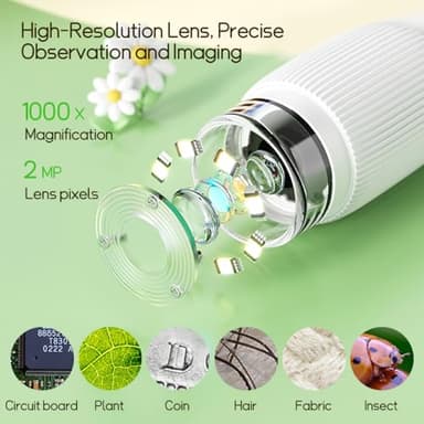 WINWEND Microscope for Kids - Portable Handheld Magnifying Glass for Girls | Mini Digital Microscope for Boys Educational Science Toys | Age 3 4 5 6 7 8 9 10 11 Years Old Kids Christmas Birthday Gifts - Image 4