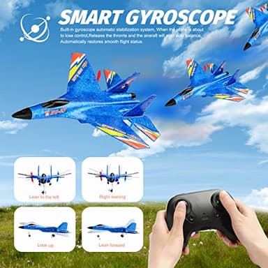 RoofWorld RC Plane Remote Control Glider Airplanes 2.4 GHZ 2 Channels, Easy to Fly RC Fighter, Remote Control Aircraft with Automatic Balance Gyro for Adult Kids Beginner - Image 5