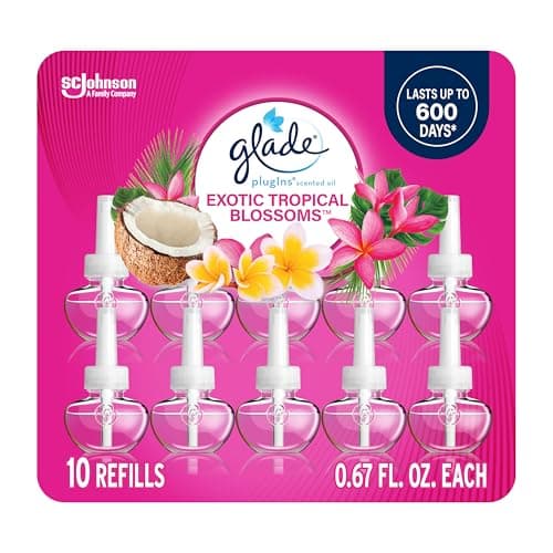 Glade PlugIns Refills Air Freshener, Scented and Essential Oils for Home and Bathroom, Exotic Tropical Blossoms, 6.7 Fl Oz, 10 Count (Packaging May Vary) - Image 1