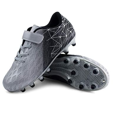 brooman Kids Firm Ground Soccer Cleats Boys Girls Athletic Outdoor Football Shoes(12,Silver) - Image 4