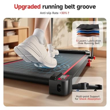 RHYTHM FUN Walking Pad Treadmill with Incline, 8% Incline Walking Treadmill, 300 lbs Foldable Treadmills with Handles for Home Office Use, Under Desk Compact Walking Pad - Image 3