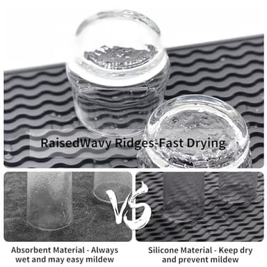 ZLR Silicone Dish Drying Mat for Kitchen Counter, Eco-Friendly Fast Dry Dish Mat, Easy Clean Multi Usage Drying Matt, Heat Resistant Trivet, 12" x 16" Large, Dark Gray - Image 2