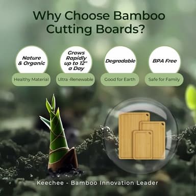 Keechee Wood Cutting Board for Kitchen - Reversible Bamboo Cutting Boards Gift Set of 3 with Juice Groove, Wooden Chopping Board for Meat, Fruit, Vegetables & Cheese (Pre Oiled, Natural) - Image 7