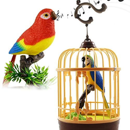 Chirping Bird in Cage – Realistic Singing & Moving Bird Toy with Lifelike Sounds, Motion Sensor & Beak Animation | Premium Desk & Room Decoration | Battery - Operated - Image 1
