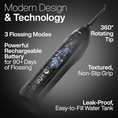 AquaSonic Icon Water Flosser for Teeth – Cordless Rechargeable Oral Irrigator – Waterproof, Portable Dental Cleaning with Jet Tip – Braces Home Travel - Onyx - Image 4