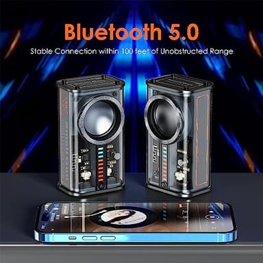 Portable Bluetooth Speaker with Lights, Transparent Wireless Mini Bluetooth Speaker with TWS, Perfect Small Speaker HD Sound and Bass for Office, Home, Shower, Room, Bike, Car (Black) - Image 3