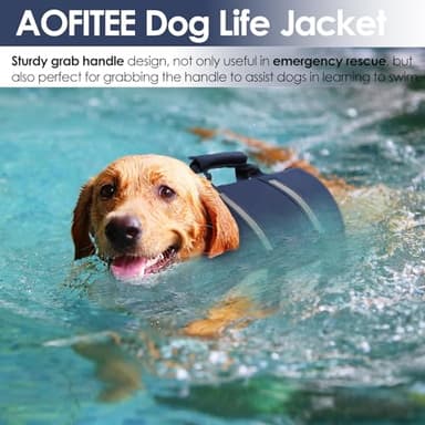AOFITEE Dog Life Jacket High Flotation, Dog Life Vest for Swimming, Reflective Small Dogs Swimsuit Lifejacket with Zipper and Rescue Handle, Pet Swimming Vest for Small Medium and Large Dogs, S - Image 5
