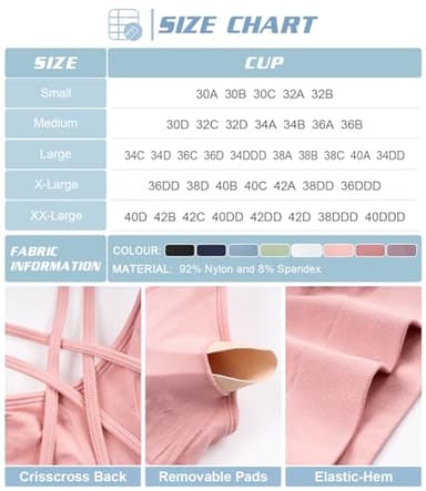 VEQKING Women's Cross Back Sports Bra Padded Strappy Medium Support Yoga Bra for Workout Fitness 3 Pack - Image 4