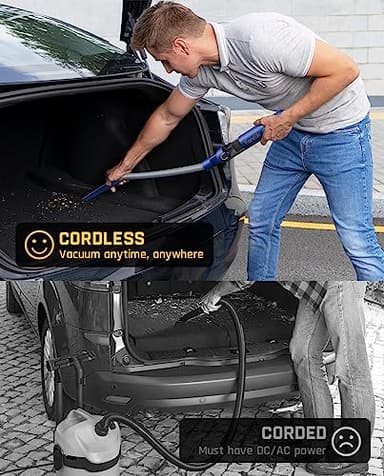 Fanttik Slim V8 Mate Cordless Car Vacuum Suction Power 12000Pa, Portable Mini Vacuum with Flexible Hose and Pet Brush, Type-C Charge, Portable for Car, Office Desk, Keyboards, Blue - Image 4