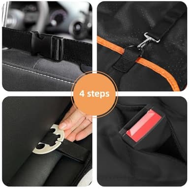 Scratchproof Dog Car Seat Cover For Back Seat, Waterproof Back Seat Pet Cover For Dogs With Mesh Window,Storage Pocket,Side Flap,Collapsible Nonslip Dog Seat Cover Universal Size Fit for Car/Truck/SUV - Image 9