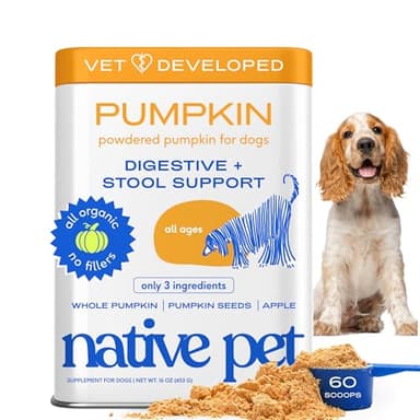 Native Pet Pumpkin for Dogs - Organic Powder Pumpkin Puree Dog Food Toppers -Rich in Fiber Supplement Powder Helps with Digestion, Nutrient Absorption, Diarrhea, Constipation & Upset Stomach-60 Scoops - Image 1
