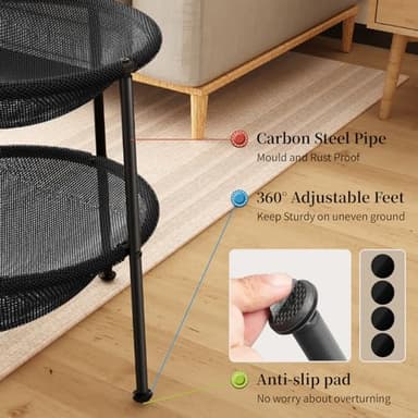 JUNSPOW Double Cat Bed Black, Breathable Pet Bed for 2 Cats with 4 Adjustable Feet & Anti-Slip Mats, Easy Assembly Cat Hammock for Multi-cat Household, Indoors & Outdoors, 22.8 in x18.7 in x 18.7 in - Image 3