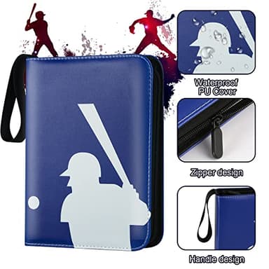 CECOKESO Trading Card Binder with Sleeves, Sports Card Binder Collectible Trading Card Albums with 50 Removable Sleeves (Blue, 9 Pocket) - Image 3