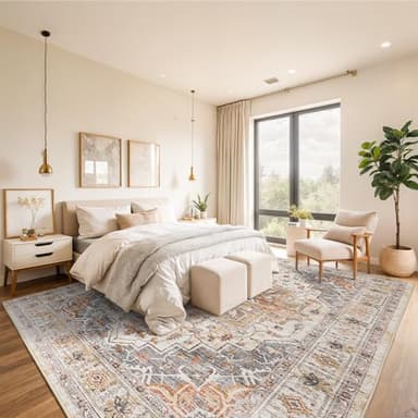 befbee 9x12 Area Rugs for Living Room,Ultra-Thin Washable Rug, Non-Slip Lightweight Foldable Area Rug, Stain Resistant Vintage Large Rugs(Turmeric/Grey, 9'x12') - Image 6