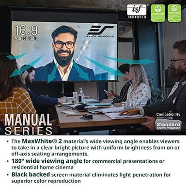 Elite Screens Manual Series, 120-INCH 16:9, Pull Down Manual Projector Screen with AUTO LOCK, Movie Home Theater 8K / 4K Ultra HD 3D Ready, 2-YEAR WARRANTY, M120UWH2 - Image 6