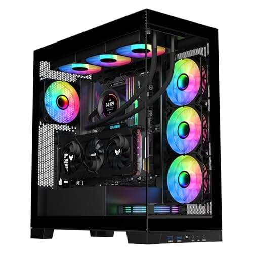 SAMA NEVIEW 4503 Mid Tower PC Case with Dual Tempered Glass Panels, 4×120mm ARGB Fans Pre-Installed, High Airflow ATX PC Case for Case PC Gaming, USB 3.0×2, Type-C Port, Supports Top 360mm AIO – Black - Image 1