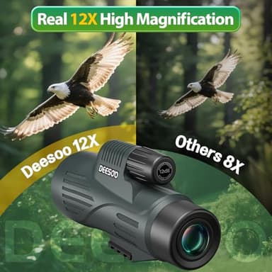 Monocular Telescope for Adults High Powered - 12x56 Waterproof Monocular Scope with Clear Low Light Vision - Compact Telescope with Tripod Smartphone Adapter for Bird Watching Hunting Hiking Travel - Image 2